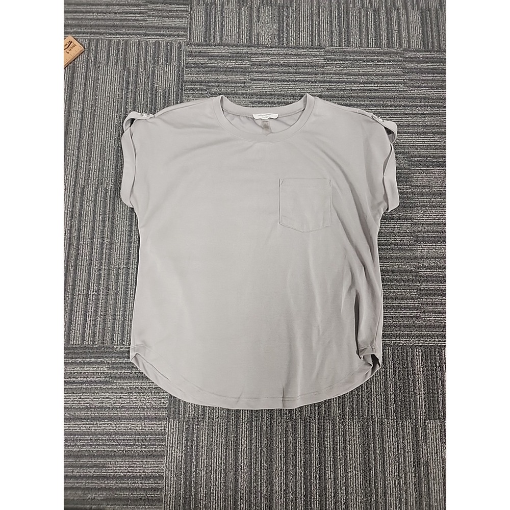 Cable And Guage Cropped Sleeve Top XS Women Grey. Soft